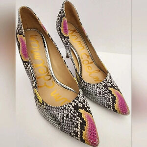 Sam Edelman Womens Snakeskin Print High Heels Pink/Lilac Stiletto Pumps, sz 8.5